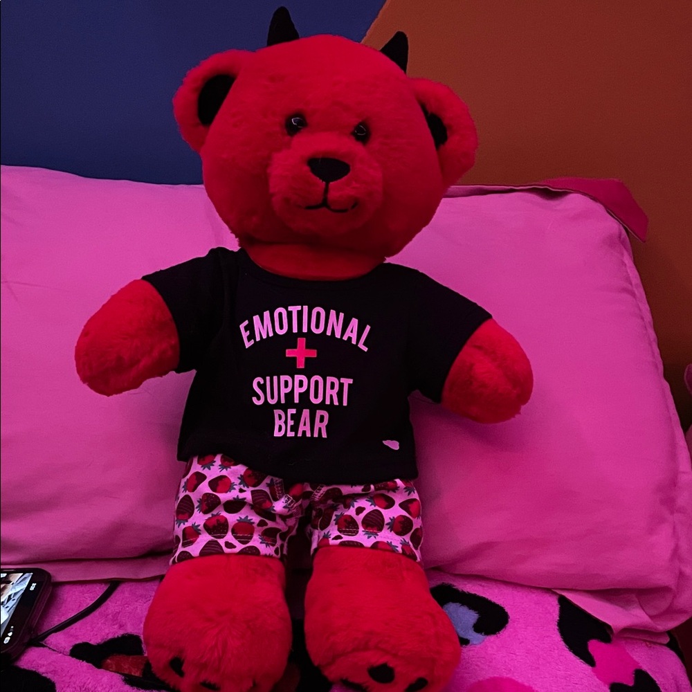 Build-A-Bear Emotional Support Bear - Red and Black